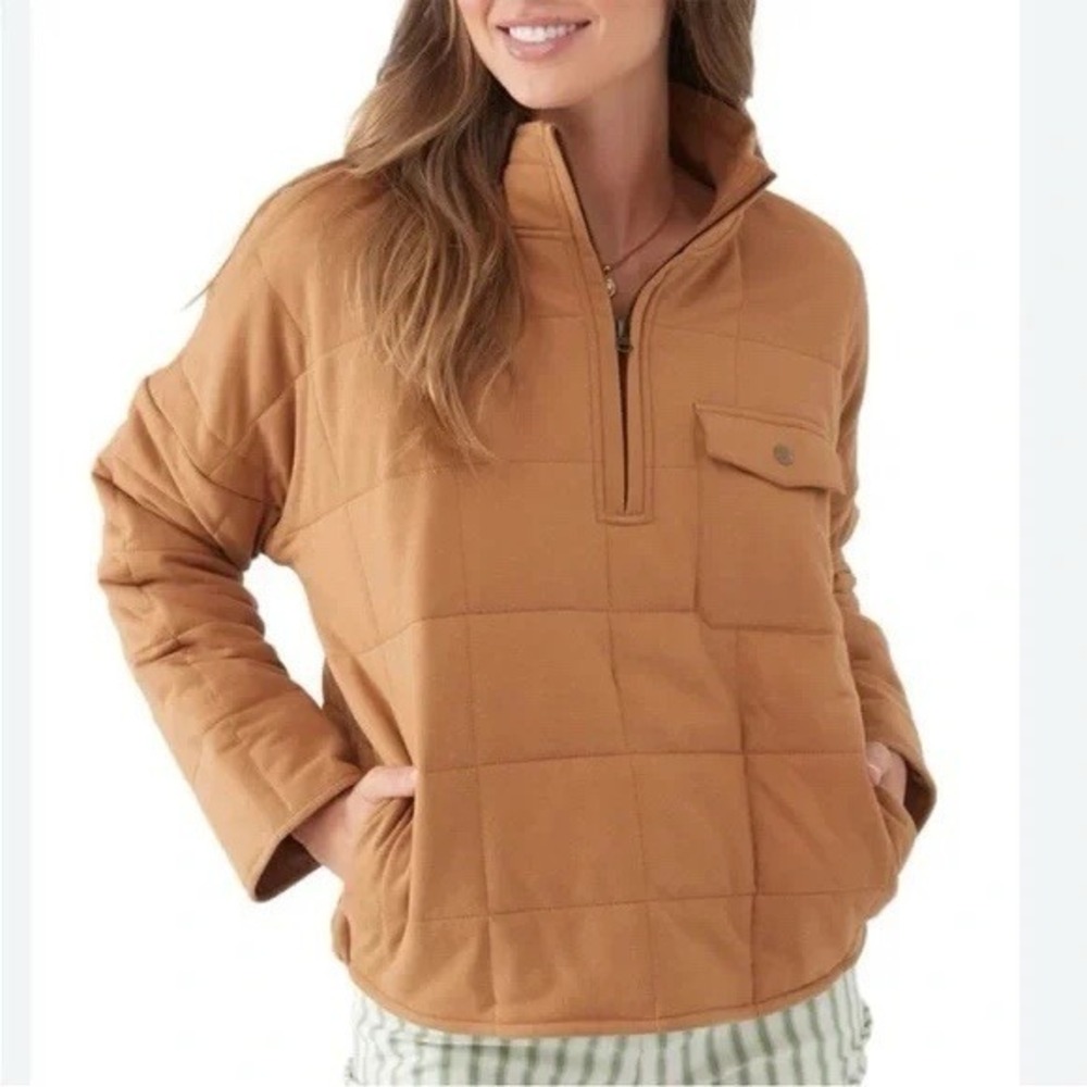O'Neill‎ Women's Rust Tan 100% Cotton Quilted Pullover Size Large